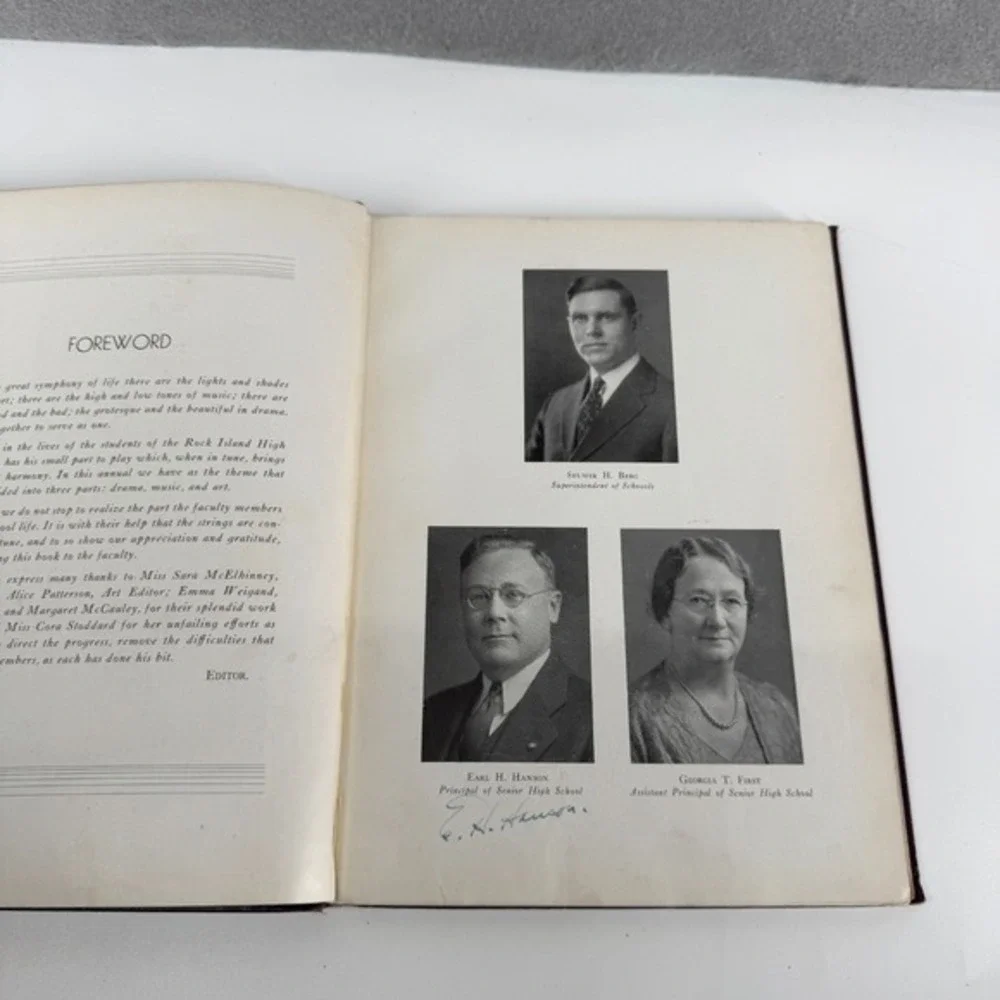 1936 Rock‎ Island HIGH SCHOOL Rock Island IL Illinois Yearbook Watchtower Signed